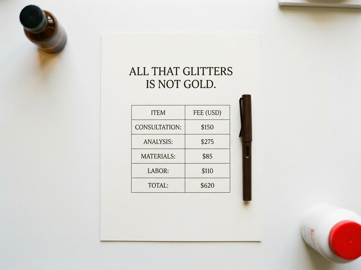Transparent quote and fee breakdown on paper